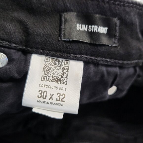 Express Mens Jeans 30 X 32 Slim Straight Stretch Denim Pants Black - Picture 4 of 15